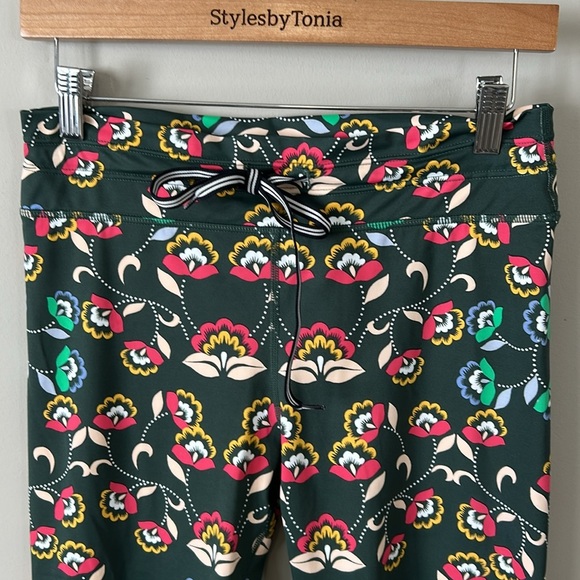 Anthropologie THE UPSIDE Legging Khaki Green Floral Gym Activewear Tie US 10 - Picture 3 of 11